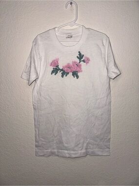 Vintage Royal Knight White Girls Floral Crew Neck Shirt Size 14